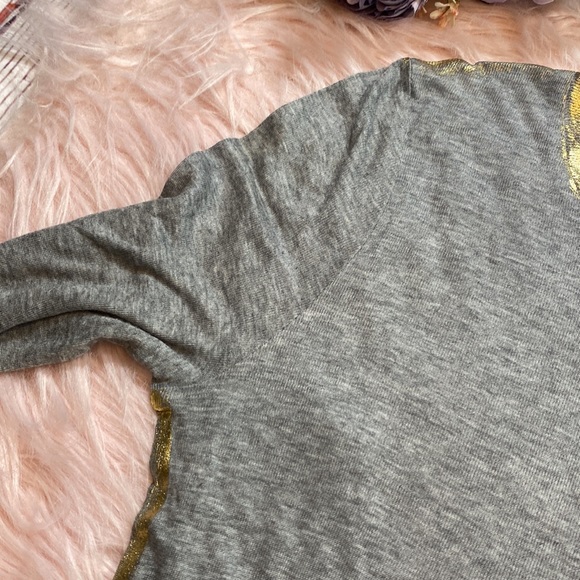 Zadig & Voltaire Willy Gold Grey Long Sleeve Tee sz XS - Picture 2 of 10